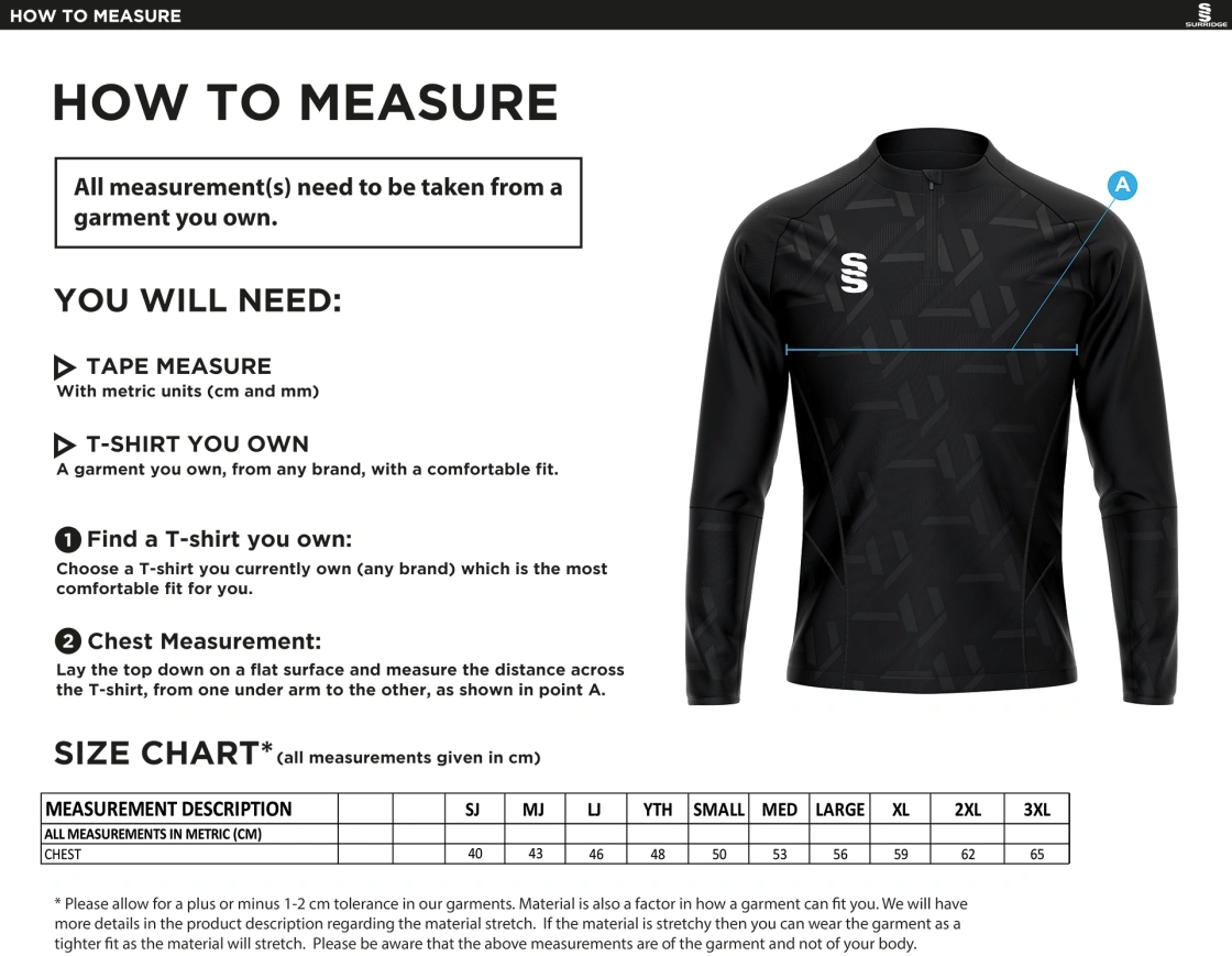 Impact Performance Top - Unisex Fit - Size Guide